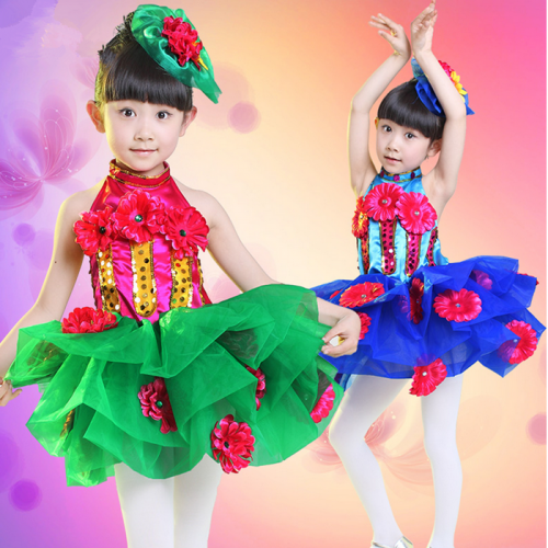 Children Modern Dance Tulle Dress Girl Ballet Dress Performance Leotard Costume Baby Girls Flower Jazz TUTU Dress